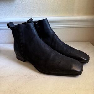 John Fluevog Tudor Women’s square toe ankle boot in black leather